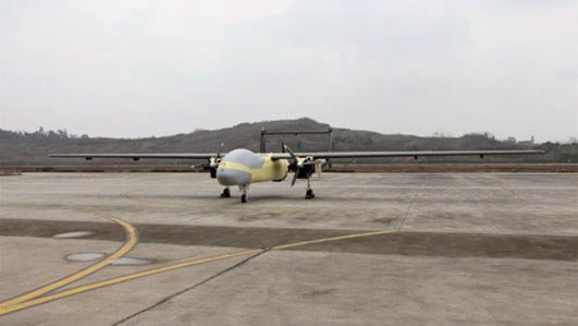 The new three-engined variant of the TW328/TB001 conducted its maiden flight on 16 January. (Tengden via National Business Daily )