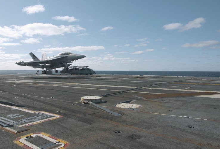 
        Aircraft carrier USS
        Gerald R. Ford
        (CVN 78) has continued to test the operational effectiveness of its new Advanced Arresting Gear system.
       (Michael Fabey)