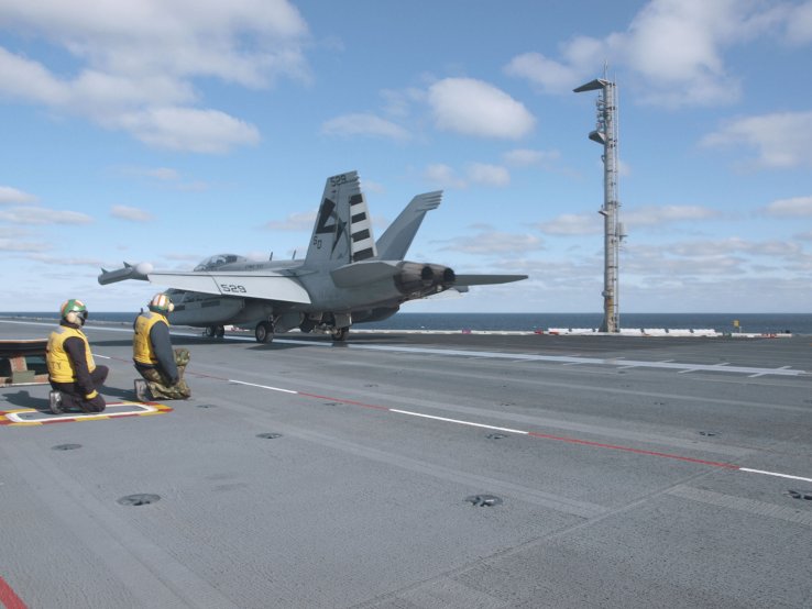 
        Aircraft carrier USS
        Gerald R. Ford
        (CVN 78) is now proving the ability of its new Electromagnetic Aircraft Launch System (EMALS) to accommodate air wing platforms.
       (Michael Fabey)