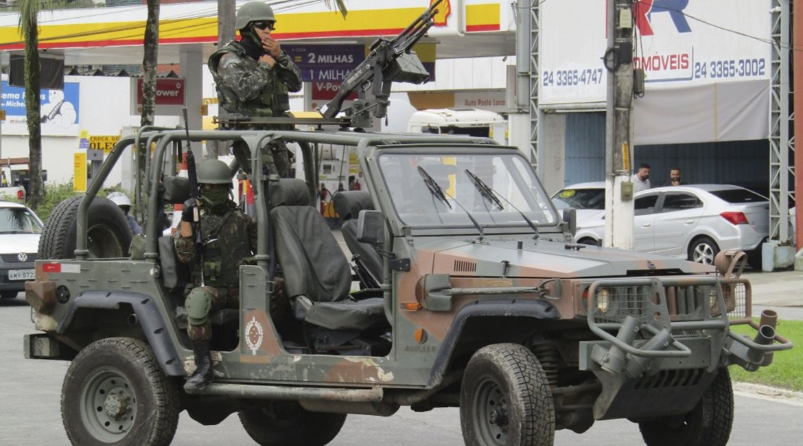 The Marruá Rec vehicle, armed with 7.62×51 mm MAG 58 machine gun, is largely used within the SISFRON system to patrol Brazil's land border.