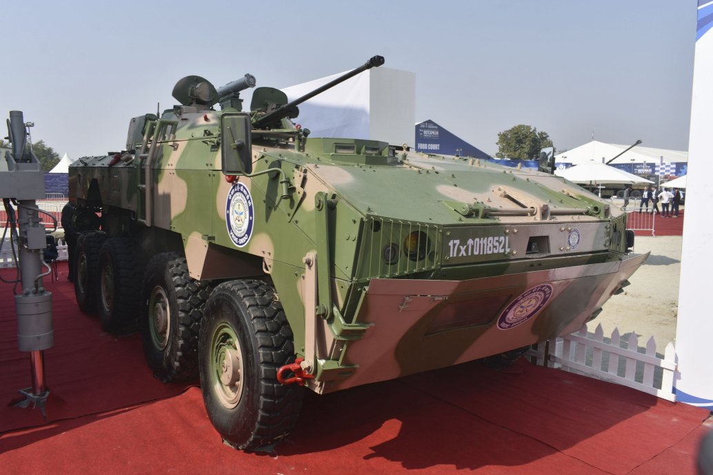 The DRDO’s Wheeled Armoured Platform (WhAP) IFV was unveiled at the Defexpo 2020 defence exhibition in Lucknow, northern India. (Dmitry Fediushko)