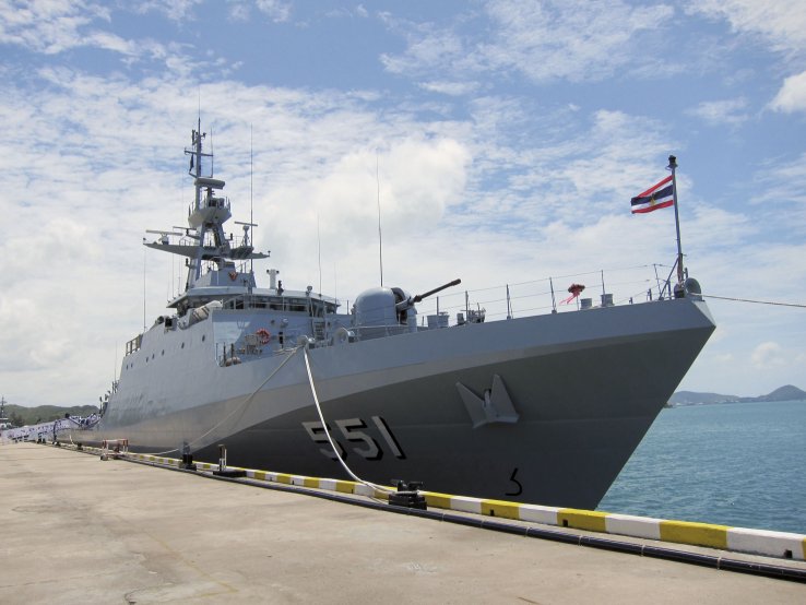 
        Thailand’s Bangkok Dock and Defence Technology Institute (DTI) have teamed up to offer the Philippines a 90 m offshore patrol vessel (OPV), with a design similar to the Royal Thai Navy’s HTMS
        Krabi
        (pictured here).
       (BAE Systems)
