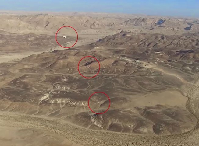 Image of a multiple drone attack during the live demonstration of Rafael Advanced Defence Systems’ Drone Dome-L in southern Israel in December 2019. (Rafael Advanced Defence Systems)