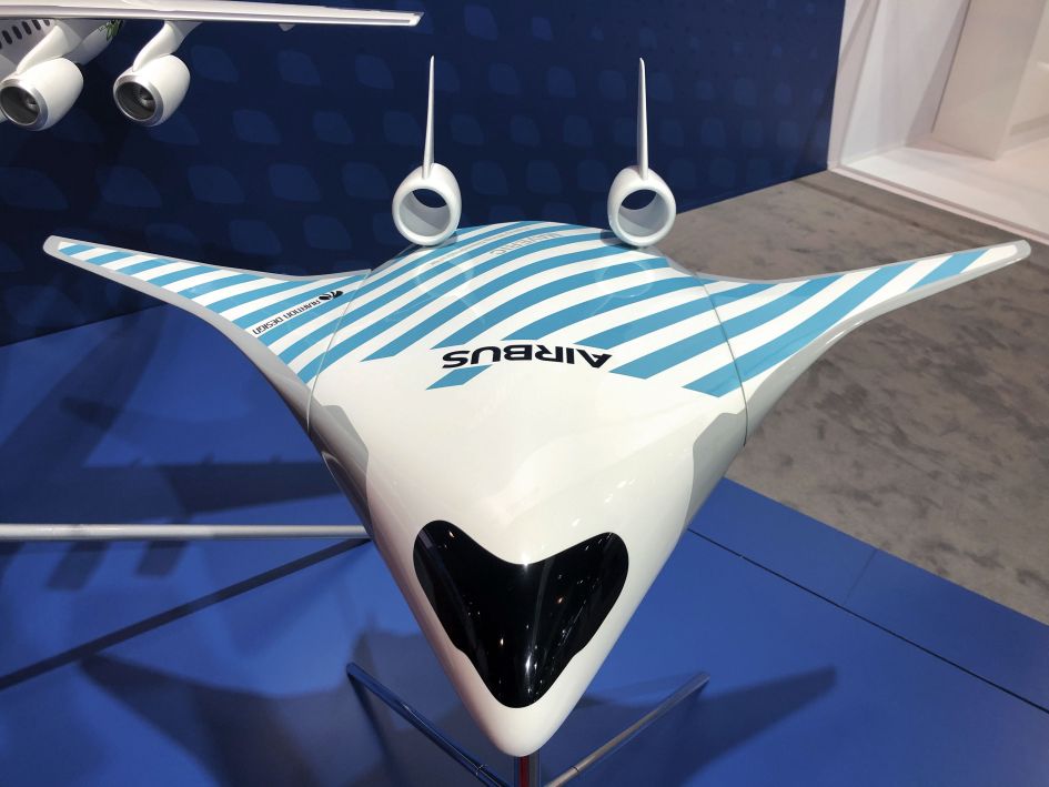 Airbus has unveiled a scale model of a blended-wing body technological demonstrator known as Maveric (pictured). (Jane’s/Jon Grevatt)