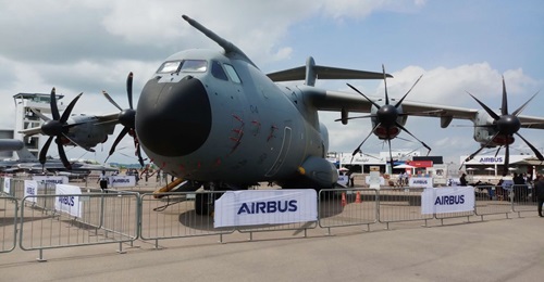 A Royal Malaysian Air Force A400M, on display at Singapore Airshow 2020.