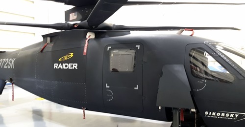 Sikorsky's S-97 Raider demonstrator on display at the company's West Palm Beach, Florida, flight facility on 20 February.