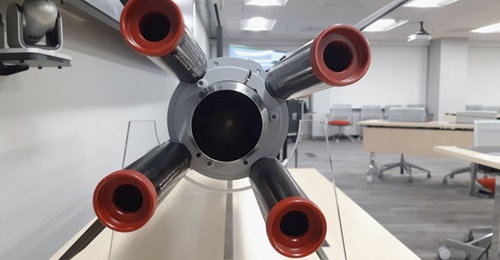 The Coyote Block 2 C-UAS's four rocket-assist boosters that help get the missile off its rails.