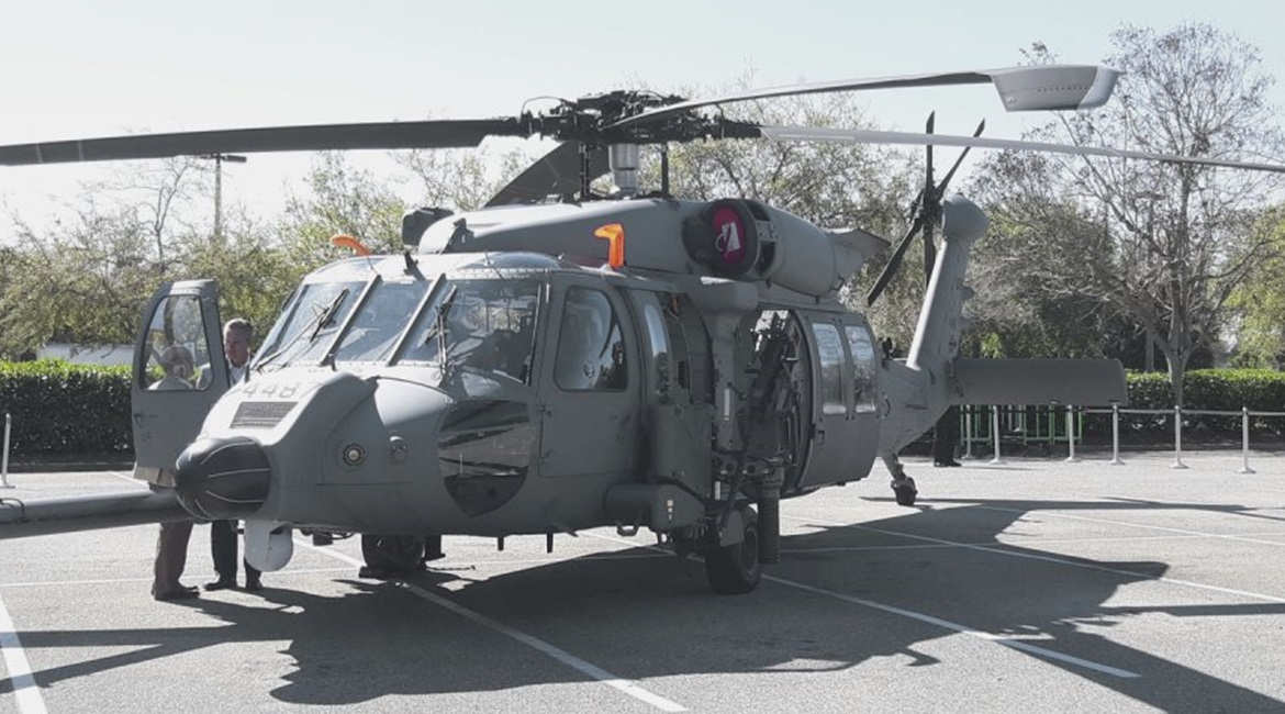 The Sikorsky HH-60W Jolly Green 2 Combat Rescue Helicopter (CRH) on display on 27 February at the Air Force Association's Air Warfare Symposium.