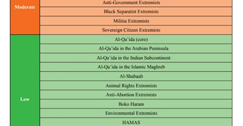 Screenshot from the 2020 Terrorism Threat Assessment Report