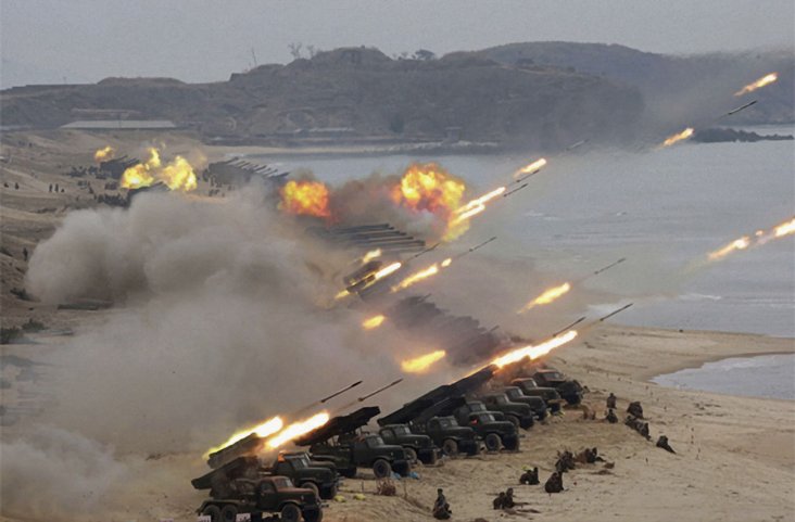 The North Korean military began carrying out on 28 February what it described as “joint strike drills” that were inspected by North Korean leader Kim Jong-un. (KCNA)