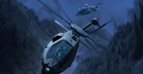 Boeing's offering for the US Army's FARA-CP competition incorporates a number of AH-64E Apache modifications it was testing over the past couple of years, including a pusher propeller and a downward-pointing vertical fin. This is an artist's illustration.