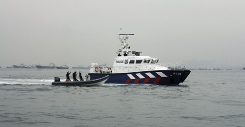 A Singapore Police Coast Guard vessel detaining “suspects” during an interdiction exercise in the Singapore Strait. The service will soon receive 24 new vessels under a SGD400 million (USD288 million) procurement that was disclosed in March...