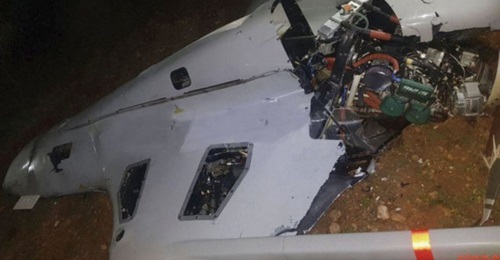 A Turkish Air Force Bayraktar TB2 that was reportedly shot down in Idlib province.