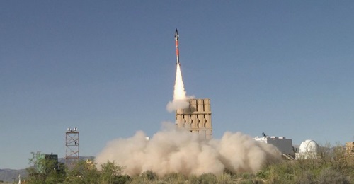 A Tamir missile shown launching from the US Army's new air-defence platform, the IFPC 2-Intercept multi-mission launcher. The USMC is moving forward with plans to integrate Iron Dome components, including the Tamir missile, into its medium-range interc...
