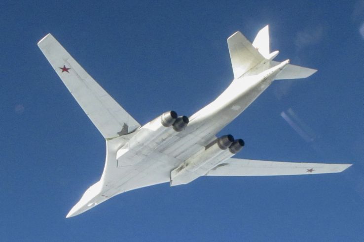 A Tu-160 bomber taken from a UK RAF Eurofighter Typhoon during a spate of long-range Russian air activity over recent days. (Crown Copyright)