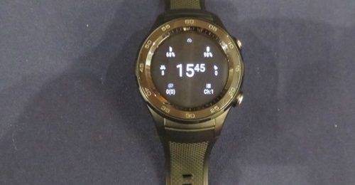 The Thales Smartwatch concept demonstrator revealed at the SMi Future Soldier Technology conference in March 2020, showing the initial screen with battery level and connectivity indicators.