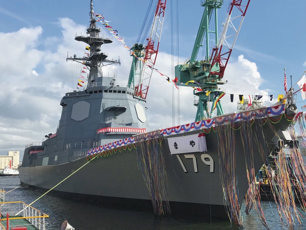 
        The JMSDF commissioned JS
        Maya
        (seen here during its launch ceremony in 2018), the first of two Improved Atago-class destroyers, on 19 March in Yokohama, Kanagawa Prefecture.
       (Kosuke Takahashi)