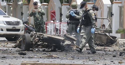 Post-blast inspection after double IED-attack in Yala, southern Thailand, on 17 March 2020.