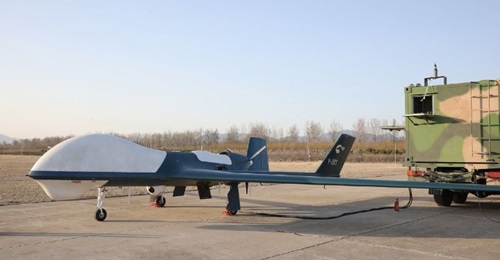 The People's Liberation Army Air Force deployed a BZK-005 medium-altitude long endurance UAV, seen here with an undernose SAR pod, to support a military led firefighting operation in Shaanxi province.
