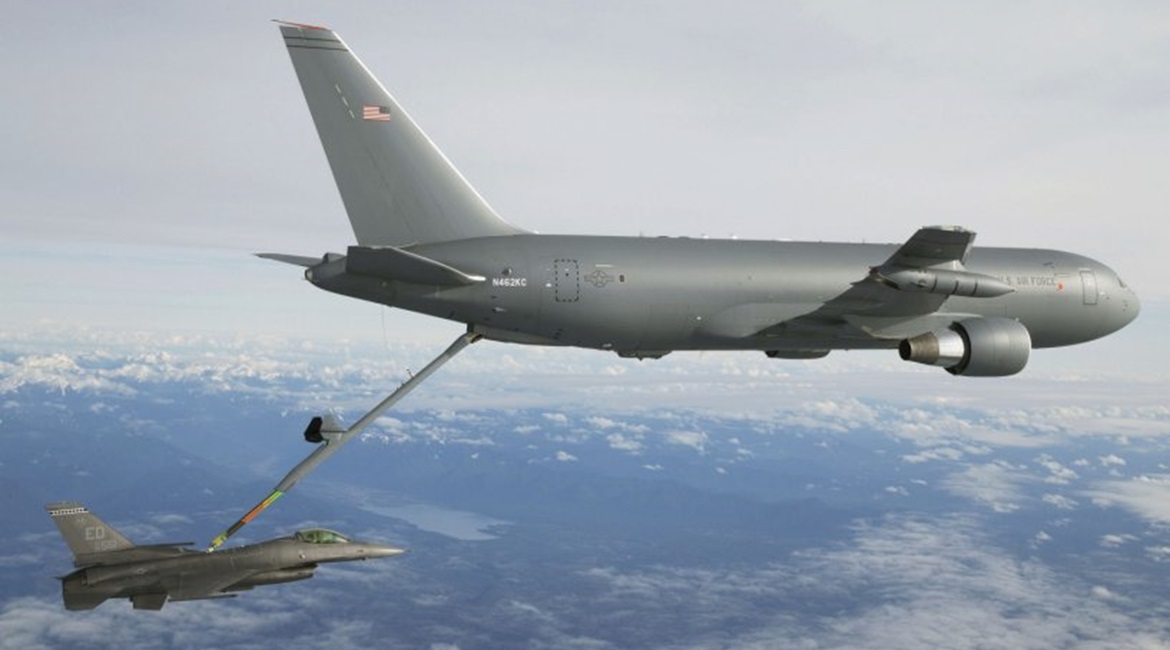 The KC-46A Test 004-002 was the initial F-16 contact and fuel pass flight that was conducted on January 24, 2016.
