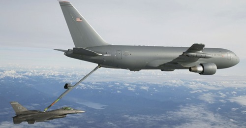 The KC-46A Test 004-002 was the initial F-16 contact and fuel pass flight that was conducted on January 24, 2016.