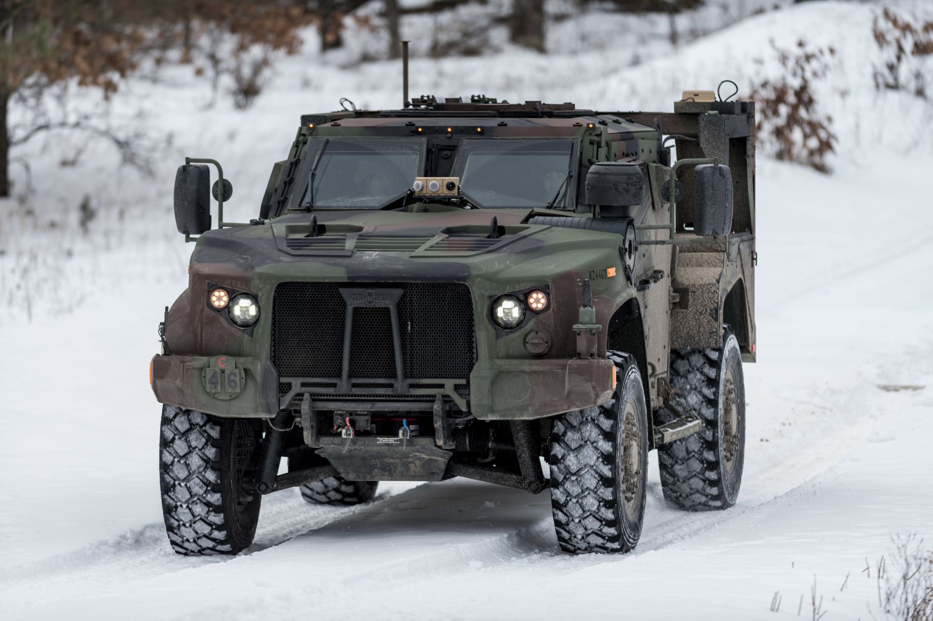 A Joint Light Tactical Vehicle (JLTV) in operation on 29 January. The JLTV is an example of US military service collaboration on weapon systems, which the US Air Force's chief of staff sees taking place more often as defence budgets potentially decline due to Covid-19 spending. (US Department of Defense) (US Department of Defense)