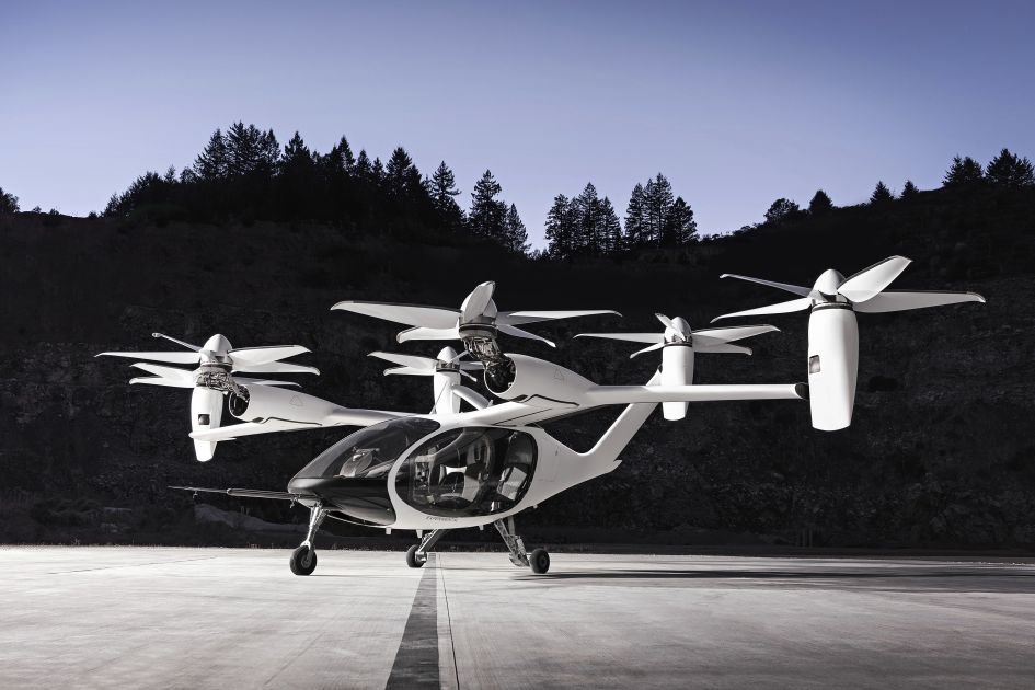 This all-electric, piloted, vertical take-off and landing (VTOL) air taxi being developed by Joby Aviation could be a candidate for the US Air Force’s Agility Prime first area of interest procurement opportunity. (Joby Aviation)