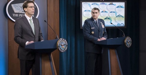 Department of Defense Chief Information Officer Dana Deasy and US Air Force Lieutenant General B J Shwedo, Joint Staff chief information officer, hold a 13 April briefing at the Pentagon on cyber-security efforts during coronavirus disease mitigation o...