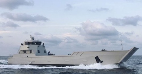 The Indonesian Navy's 33 m LCU, seen here during its sea trials.