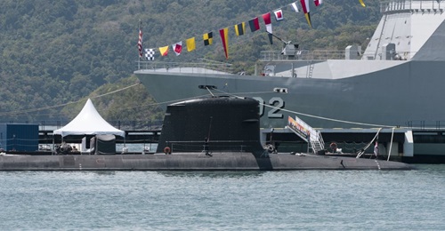 RMN submarine KD 
        
         at the LIMA defence exhibition in Malaysia in 2017. The boat has returned to service following an 18 month-long in-country refit programme.