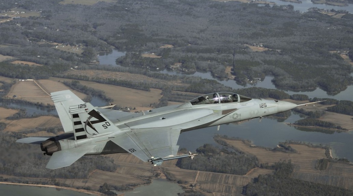An F/A-18F sporting some Block 3 features, including the conformal fuel tanks. The US Navy is to receive its first Block 3 testbeds in the coming weeks.