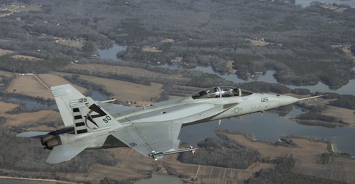 An F/A-18F sporting some Block 3 features, including the conformal fuel tanks. The US Navy is to receive its first Block 3 testbeds in the coming weeks.
