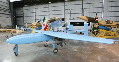 An Ababil-3 is seen carrying a Ghaem guided bomb. Two Karrars can be seen behind.