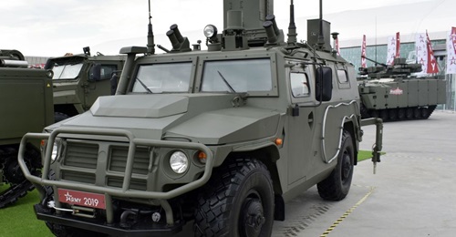 The RKhM-8 CBRN reconnaissance vehicle pictured at the Army 2019 defence show.
