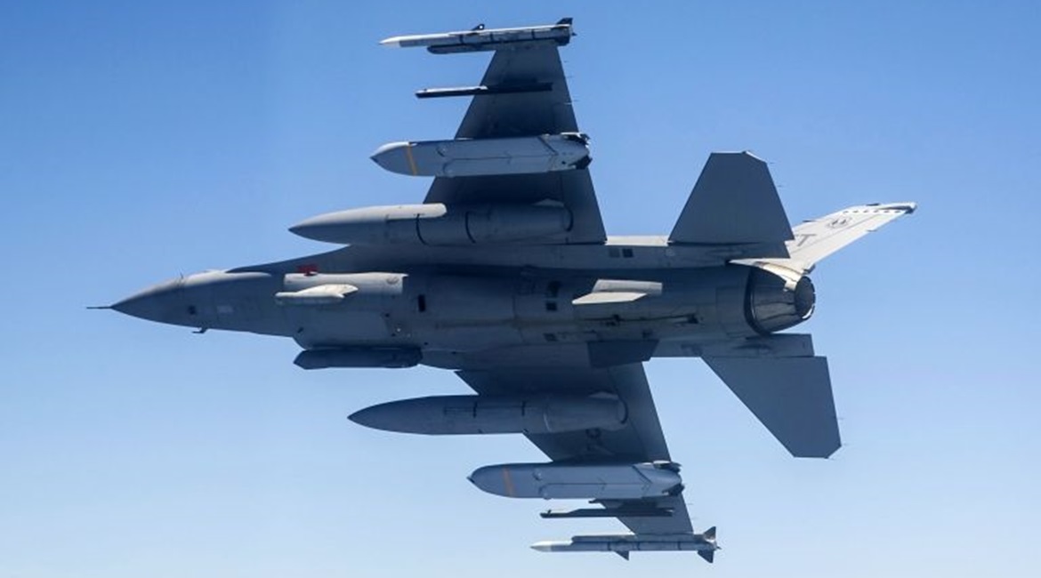 An OFP M7.2+ standard F-16 undergoing pre-release flight trials. The USAF plans to roll out the upgrade to more than 600 of its F-16 aircraft.
