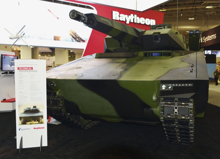 Raytheon and Rheinmetall showcased the Lynx IFV at AUSA 2018 in Washington, DC. The team is planning to modify the vehicle prototype for the US Army’s new OMFV competition. (Jane’s/Patrick Allen)