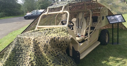 A Polaris Defense MRZR Special Operations Vehicle camouflaged by Saab's Barracuda system. USSOCOM has awarded Polaris with a seven-year, follow-on contract for its MRZR Alpha LTATV.