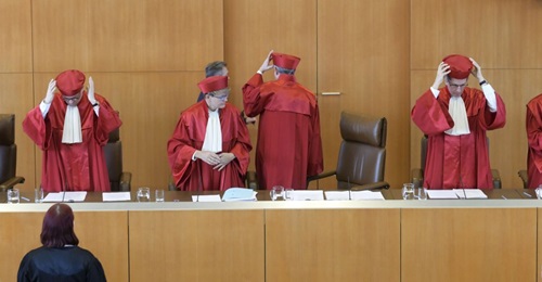 The First Senate of the German Federal Constitutional Court (Bundesverfassungsgericht) judges a case in Karlsruhe, southwestern Germany, on 5 November 2019. The BVerfG is considered to be the guardian of Germany's Basic Law.