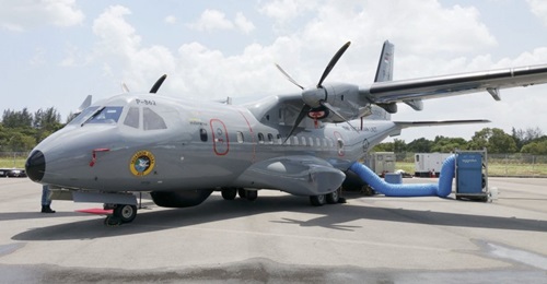 An Indonesian Navy CN-235-220 maritime patrol aircraft on display while in Singapore.