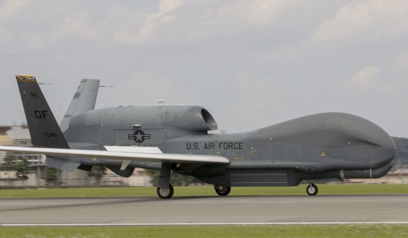 An RQ-4 Global Hawk, assigned to the 319th Operations Group, Detachment 1, Andersen Air Force Base, Guam, lands at Yokota Air Base, Japan, on 30 May. The rotational deployment maintains operations for Global Hawks during months of inclement weather endured on Guam, as typhoons and other scenarios have the potential to hinder readiness.