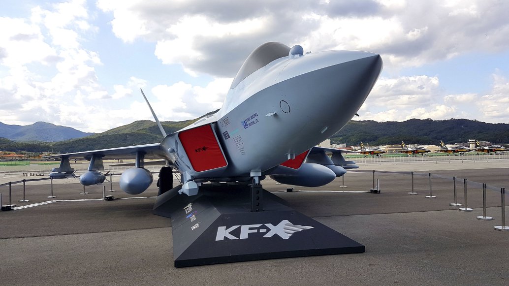 A full-scale mock-up of the KF-X fighter was revealed by KAI at the ADEX event in Seoul in late 2019. The operational aircraft will be powered by a pair of GE Aviation F414-GE-400K engines.