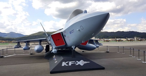A full-scale mock-up of the KF-X fighter was revealed by KAI at the ADEX event in Seoul in late 2019. The operational aircraft will be powered by a pair of GE Aviation F414-GE-400K engines.