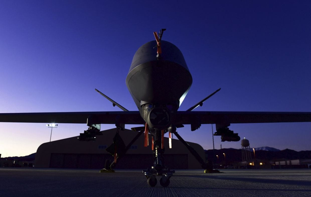 A GA-ASI MQ-9 Reaper sits on the flight line at Creech Air Force Base, Nevada, on 17 December 2019. The USAF issued a request for information on a next-generation ISR/strike medium-altitude UAV and possibly an MQ-9 follow-on programme. 