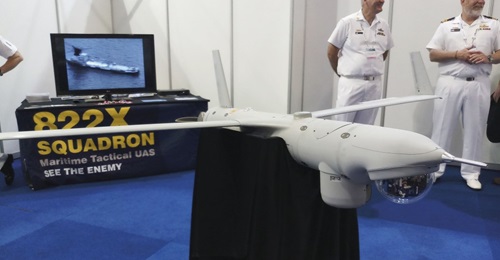 The ScanEagle UAV, on display at 822X Squadron's booth at Pacific 2019 in Sydney.