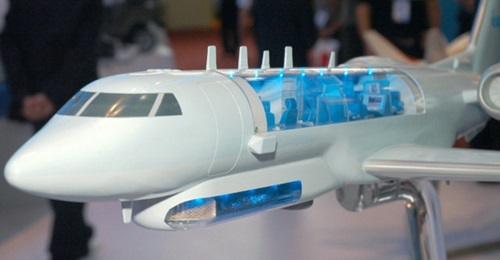 A cutaway model of the MARS2 aircraft that IAI is proposing as a replacement for the UK's ASTOR fleet from 2021.