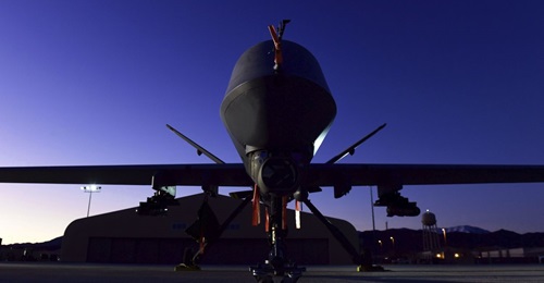 A GA-ASI MQ-9 Reaper sits on the flight line at Creech Air Force Base, Nevada, on 17 December 2019. The USAF issued a request for information on a next-generation ISR/strike medium-altitude UAV and possibly an MQ-9 follow-on programme.