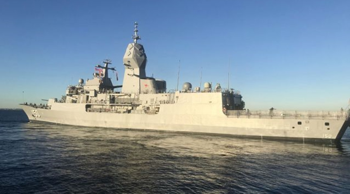 HMAS 
        
         (seen here post upgrade) is the second of eight RAN frigates of the class to have completed the AMCAP programme.