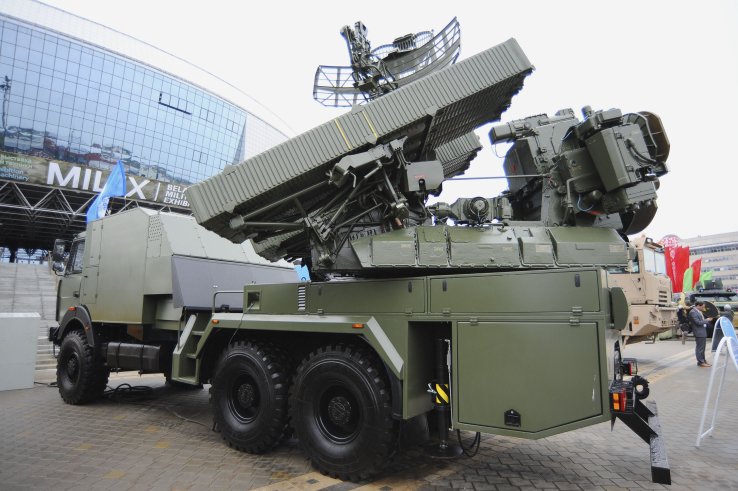 The 9A33-2B vehicle is based on a MAZ-6317 chassis for the modernised Osa air-defence system. (State Military Industrial Committee of the Republic of Belarus)
