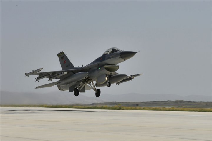 A Turkish F-16 takes off for the long-range training exercise over the Mediterranean. (Turkish Ministry of Defence)