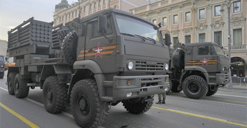 Russia's new ISDM remote minelaying system rehearsing for the 24 June Victory Day parade in Moscow.